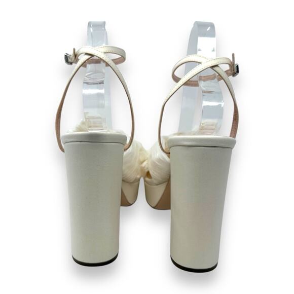 NWOT Loeffler Randall Natalia Pleat Knot Slip On Platform Sandal White 10 Womens - Picture 5 of 15